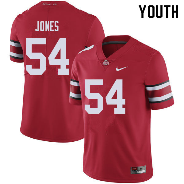 Ohio State Buckeyes Matthew Jones Youth #54 Red Authentic Stitched College Football Jersey